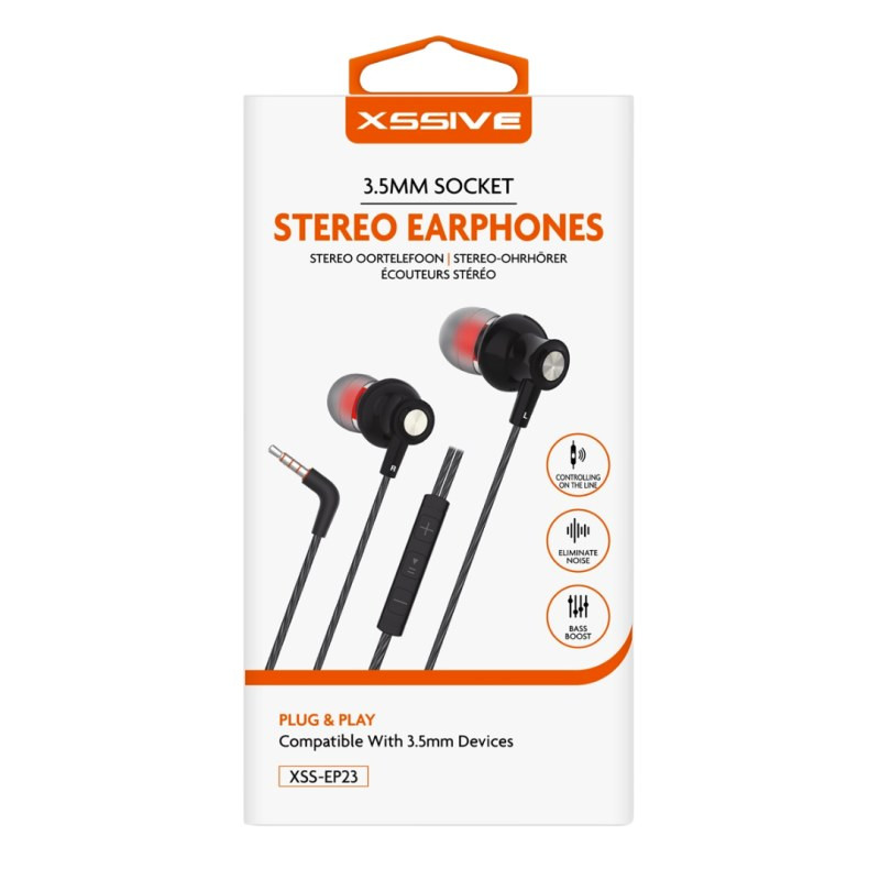 Stereo Earphones XSSIVE XSS-EP23 – 3.5mm Jack Black Stereo Earphones XSSIVE XSS-EP23 – 3.5mm Jack Black
