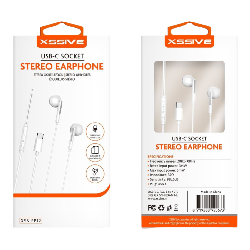 Stereo Type-C Earphones XSSIVE XSS-EP12 – White Stereo Type-C Earphones XSSIVE XSS-EP12 – White
