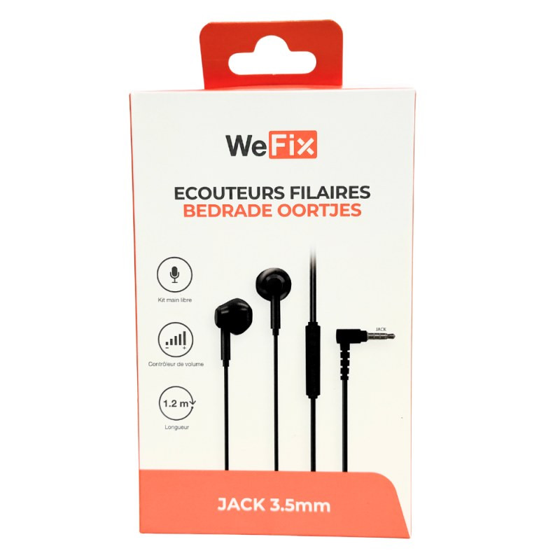 Wired Earphones WeFix Hands-Free Kit – 3.5 mm Jack Black Wired Earphones WeFix Hands-Free Kit – 3.5 mm Jack Black