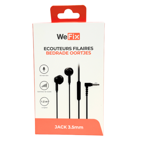 Wired Earphones WeFix Hands-Free Kit – 3.5 mm Jack Black