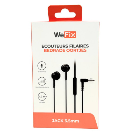 Wired Earphones WeFix Hands-Free Kit – 3.5 mm Jack Black