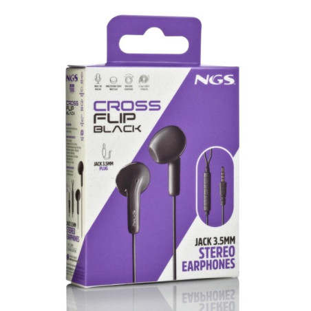 Écouteurs kit main libre NGS Cross Flip – Jack 3,5 mm 1,2 m Noir