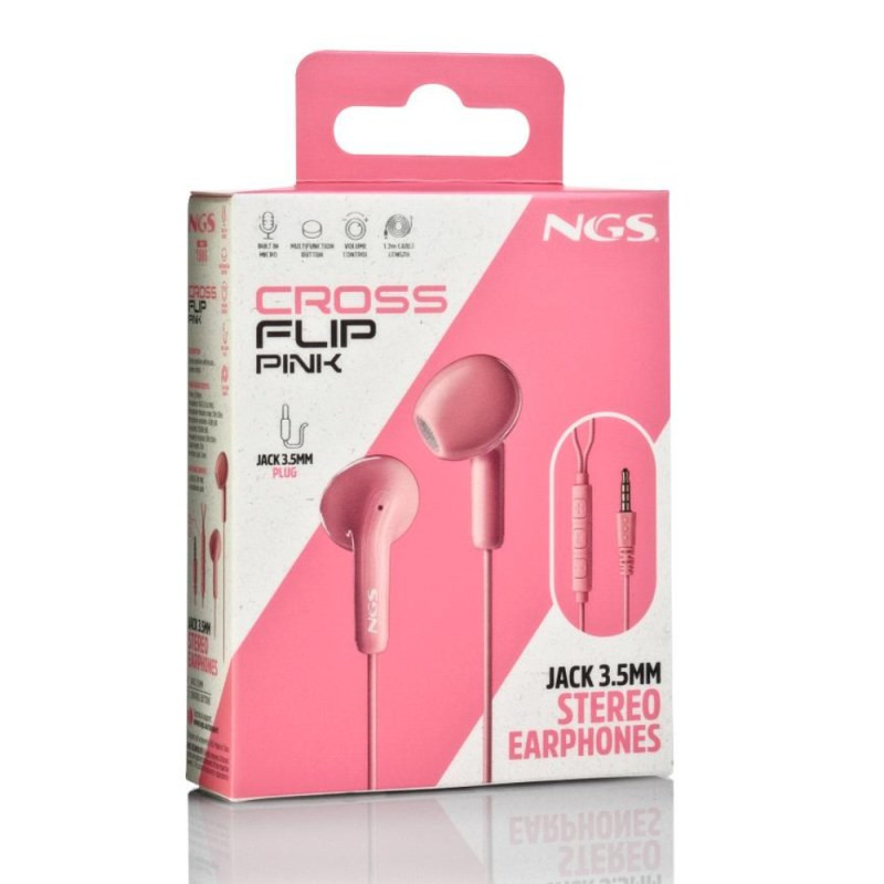 Hands-Free Earphones NGS Cross Flip – 3.5mm Jack 1.2m Pink