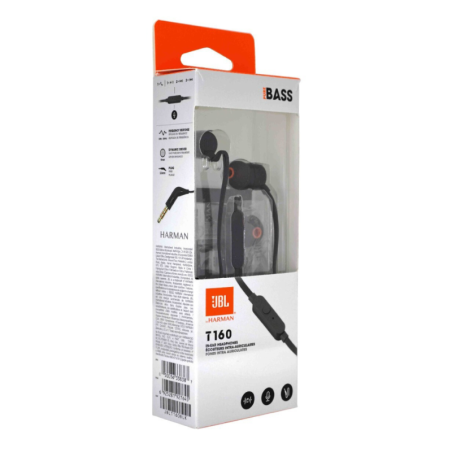Ecouteurs Kit Main libre Jack 3,5mm JBL T160 Noir - JBLT160BLK - Audio