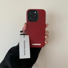Red Faux Leather Minimalist iPhone Case