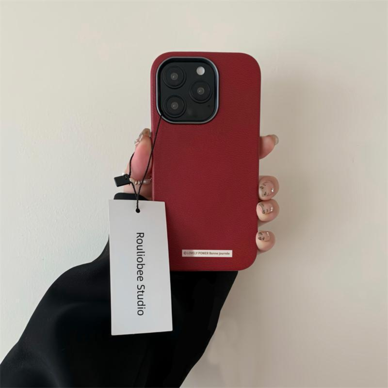 Soft iPhone Case @Lovely Power – Red Faux Leather Minimalist Design Soft iPhone Case @Lovely Power – Red Faux Leather Minimalist Design