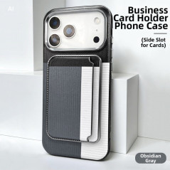 Coque iPhone ECO porte-cartes magnétique PC grise