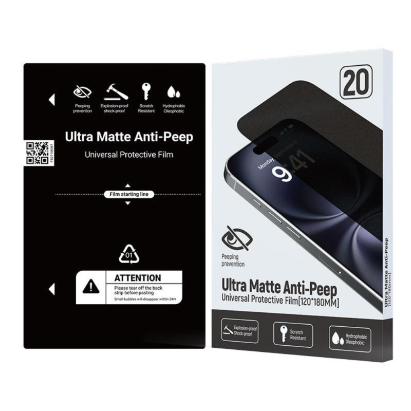 Film Protection Hydrogel Anti Espion 12CM*18CM - 20 Pcs (APP Cutting) — Devia · Smarty Paris 18e