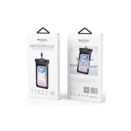 Sac étanche pour téléphone Yesido – WB10 – PVC transparent – écran tactile – noir — Accessoire · Smarty Paris 18e