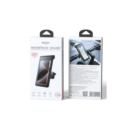 Support pour téléphone de vélo – Yesido – C333 – étanche – support pour moto – support pour scooter – noir · Smarty Paris