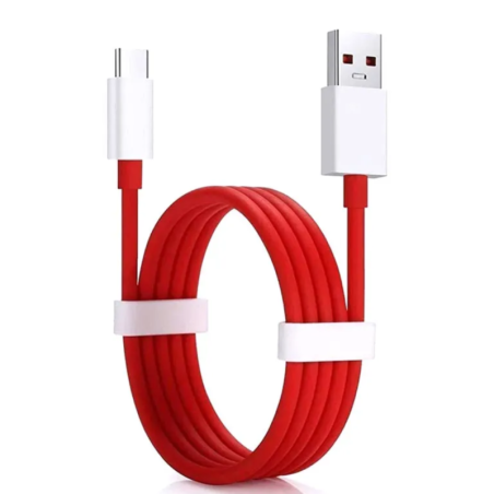 Câble USB Type-C Oppo Warp Charge - 1M - Rouge / Blanc - Vrac - Alimen