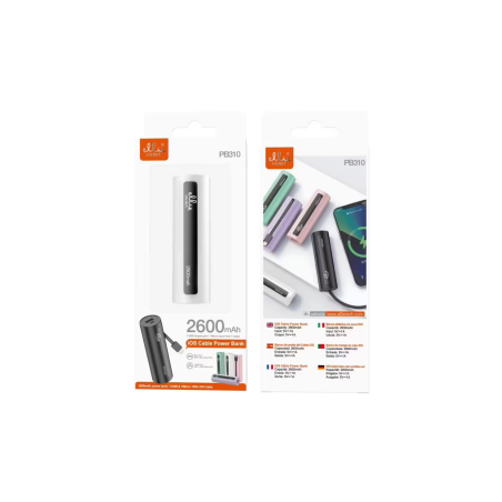 Power Bank 2600mAh avec câble iOS - Ellietech - PB310 - Alimentation R