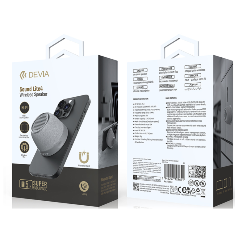 Wireless Speaker Devia Sound Lite 4 – MagSafe HiFi 5H, Gray