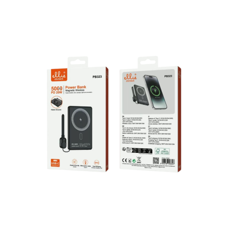 Power Bank PD 20W avec charge sans fil + Câble Type C 5000mAh - Elliet
