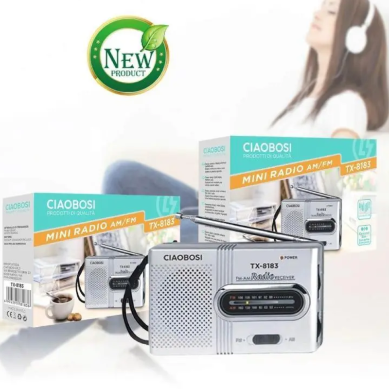 Compact Mini Radio CIAOBOSI TX-8183 – AM/FM Battery Powered