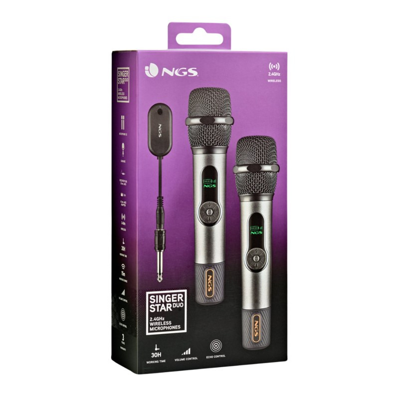 Wireless microphones NGS SINGERSTARDUO – black duo Wireless microphones NGS SINGERSTARDUO – black duo