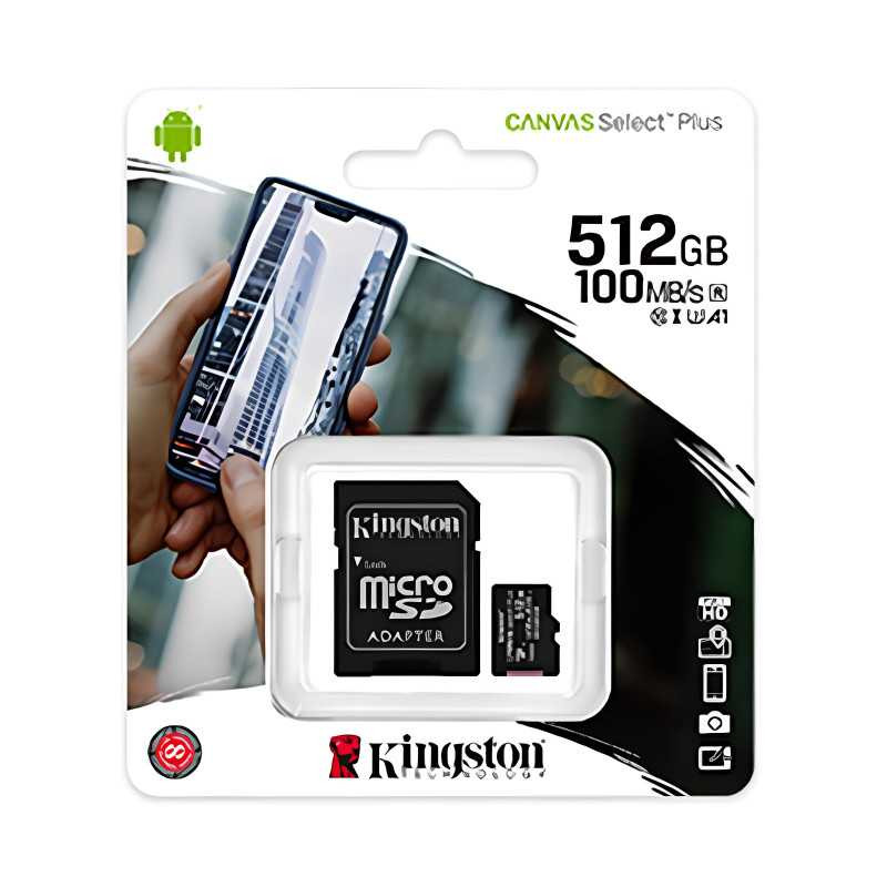 Carte Mémoire Kingston Canvas Select Plus 512Go - Micro SDHC + Adaptateur SD (Origine)