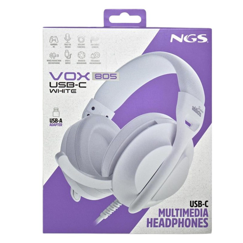 USB-C Stereo Headset NGS VOX805 – White USB-C Stereo Headset NGS VOX805 – White