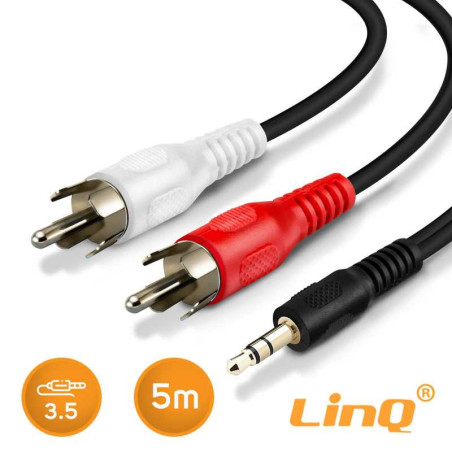 Câble Audio Jack 3.5mm Mâle / 2 RCA Mâle Nylon Tressé 5.0m L