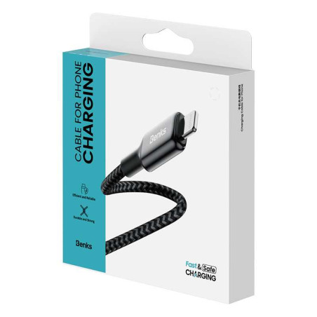 Câble Type C / Lightning Nylon Tressé Benks D43 - 1.2M - Noi