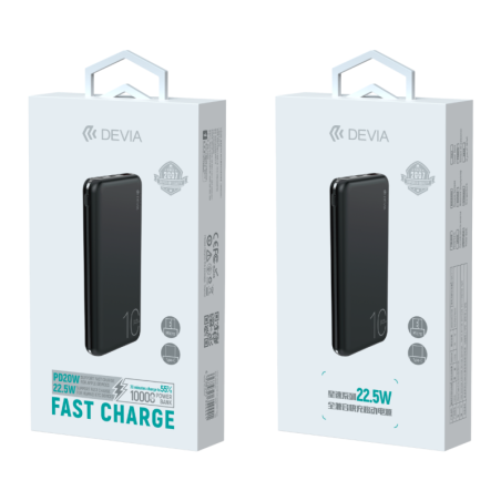 Power Bank 10000 mAh 22.5W Compatible avec Type C / USB / Micro Devia