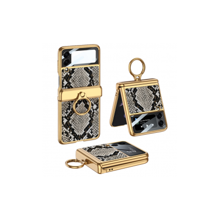 Coque Protection avec Anneau - Samsung Galazy Z Flip 4 - Effet Crocodi