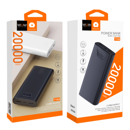 Power Bank WUW-Y144 - 20000mAh, Dual USB, Type-C Input - Blanc - Alime