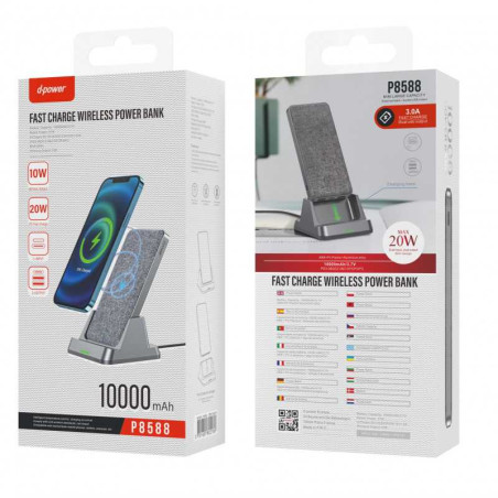 Power Bank avec Support de Charge Amovible 10000mAh D-power P8588 - Gr