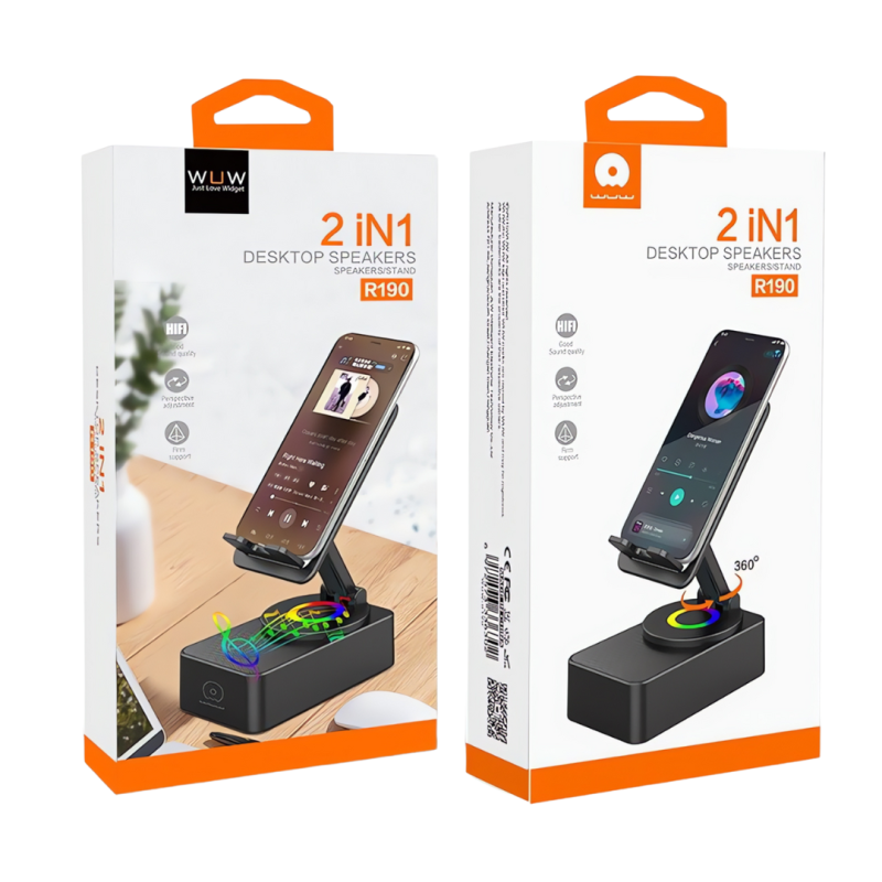 Desk Stand Speaker WUW R190 – 2-in-1, Black Desk Stand Speaker WUW R190 – 2-in-1, Black