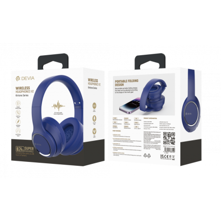 Casque Sans Fil V2 - Devia Kinton Series EM039 - Bleu - Audio Ref A063