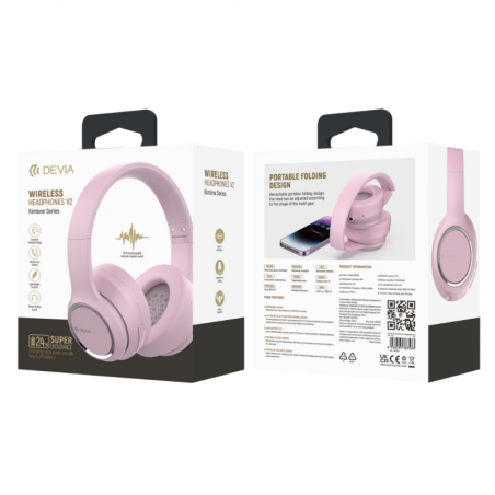Casque Sans Fil V2 - Devia Kinton Series EM039 - Rose - Audio Ref A063