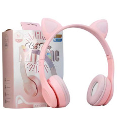 Casque Stéréo Bluetooth P47M avec Oreillette Lumineuse - Rose - Audio