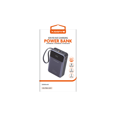 Power Bank 20000mAh Câble USB-C 65W XSSIVE XSS-PB44 - Noir - Alimentat