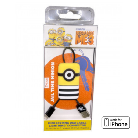 Câble USB / Lightning en Porte Clés TRIBE Minions Tom - 22cm (MFi) - A