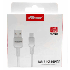 Câble USB / Type-C 2.4A FASR FS-T419 - 1M - Blanc - Audio Ref A2634 EO