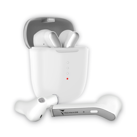 Ecouteurs Bluetooth EarBuds Techmade TM-HP020-WH avec Boitier de charg