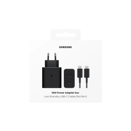 Kit Chargeur Type-C / Type-C Samsung T5020XBE 50W - 5A/1.8M - Noir - R