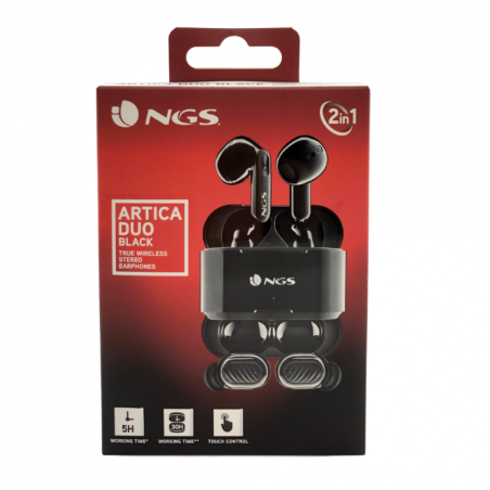 Écouteurs Bluetooth NGS Artica Duo Black, 2 Paires Intra-Auriculaires