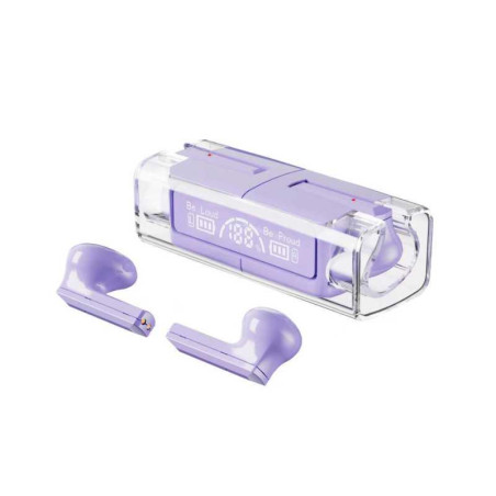 Écouteurs Bluetooth TWS LB-83 avec Affichage Numérique - Violet - Audi