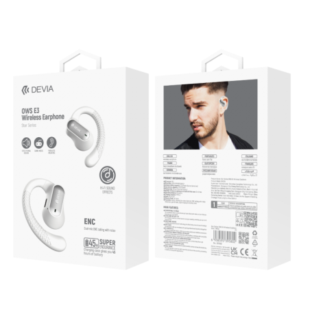 Écouteurs sans fil Bluetooth 10H Devia Star series OWS E3 EM055 - Blan