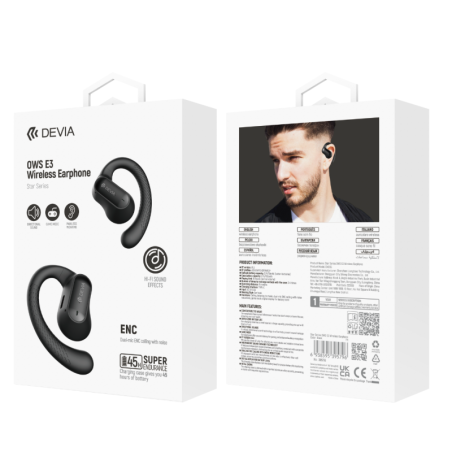 Écouteurs sans fil Bluetooth 10H Devia Star series OWS E3 EM055 - Noir