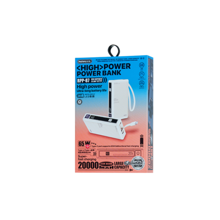 Power bank 20000mAh REMAX Wingle Series RPP-87 65W+22.5W Charge rapide