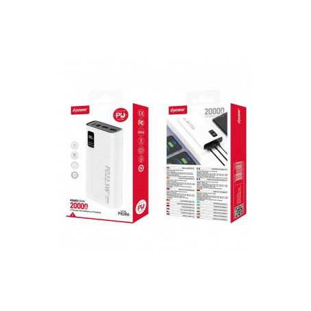 Power Bank 10000mAh D-power P8284 - 22.5W - Avec LCD Cable IP + C - Al