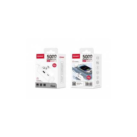Power Bank 5000mAh 22.5W - D-power P8200 - Lightning+ Type-C Blanc - A