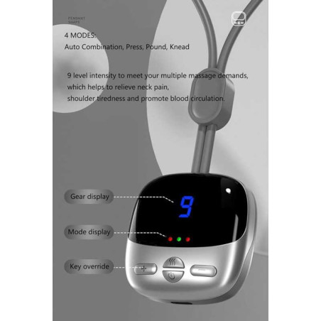 Collier Masseur Intelligent pour Cou et Épaules avec Contrôle de Température et Écran LCD - Gris · Smarty Paris