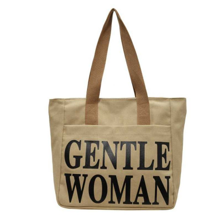 ECO canvas shoulder bag 33x41x12 Khaki/Black | Smarty
