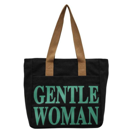 Canvas shoulder bag ECO – 33 x 41 x 12 cm Black/Green
