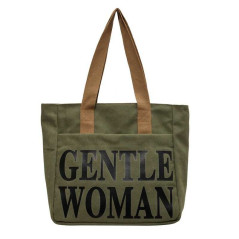 ECO canvas shoulder bag 33x41x12 Army Green | Smarty