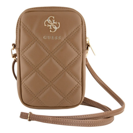 Pochette téléphone Guess Zip PU Quilted 4G GUWBZPSQSSGW – Marron