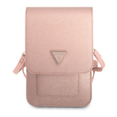 Pochette téléphone Guess Saffiano Triangle Rose | Smarty